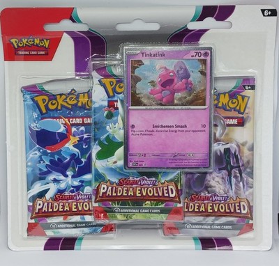 Pokemon TCG PALDEA Evolved 3 Packs Blister Pack Tinkatink New Factory Sealed 
