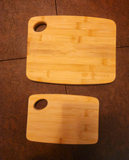 HANIKS 2pc Bamboo Cutting Board Set Small Rectangle Beige w/ Handles