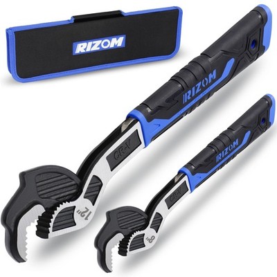 Rizom Self Adjusting Wrench, 8  and 12  Pipe 2-Piece Blue 