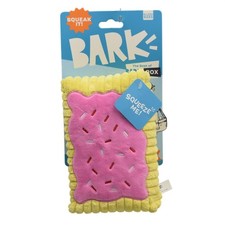 BarkBox Toaster Pastry Dog Toy With Squeaker  Crinkle Yellow  Pink Plush