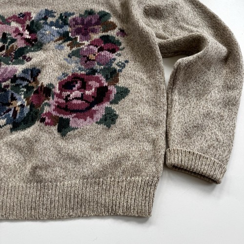 Vintage Eddie Bauer Floral Cottagecore Wool Sweater -Med, 85% Wool - Picture 7 of 10