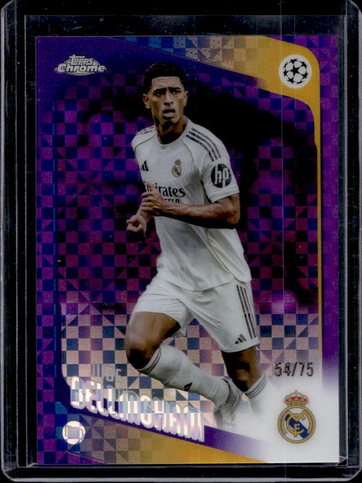 2025-26 Topps Chrome UEFA Jude Bellingham Purple X-Fractor #/75 Real Madrid