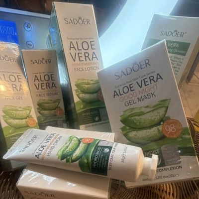 SADOER Aloe Vera Skin Care Set - Gel, Serum, Lotion, Mask, Hand Cream