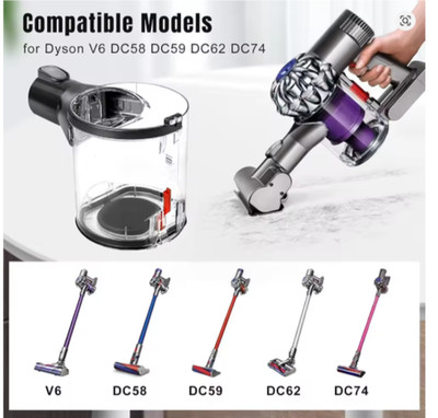 Dust Container Bin for Dyson V6 DC58 DC59 DC62 DC74 Vacuum Cleaner Parts