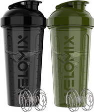 -2 Pack- 28 Oz Protein Shaker Bottles for Protein Mixes - 2X Wire Whisk  Leak P