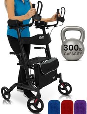 Vive Mobility Upright Walker with Seat - Stand Up Rollator, Arm Rests, Heavy Dut