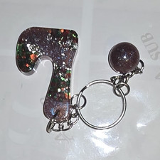 Glitter Resin Letter L Key Chain Keyring Multicolor Metal Chain Bead Charm