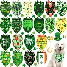 20 Pcs St. Patrick's Day Dog Bandana Pet Scarf Washable Triangle Bibs Shamroc...