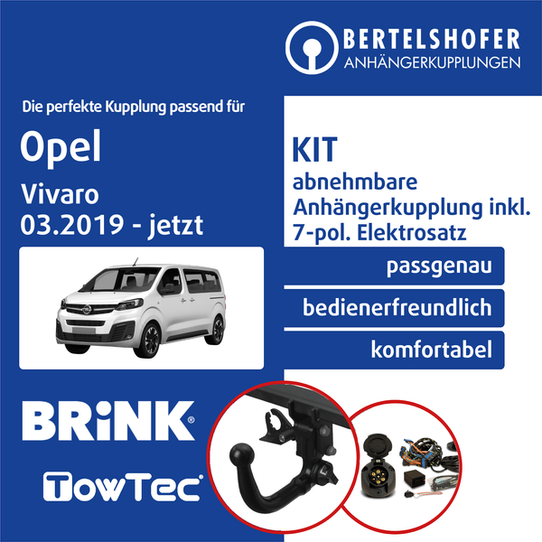 FüR Opel Vivaro C Typ K0 03.2019-Jetzt AHK Abnehmbar +7Pol Spezifisch E-Satz TOP-image
