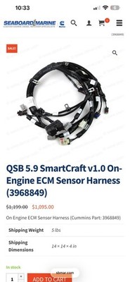 Qsb 5.9 Smartcraft engine ecm sensor harness 3968849
