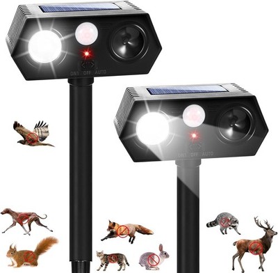 2026 Sonic Fortress Pro Deer Repellent 4 Pack Ultrasonic Solar Animal Repellent