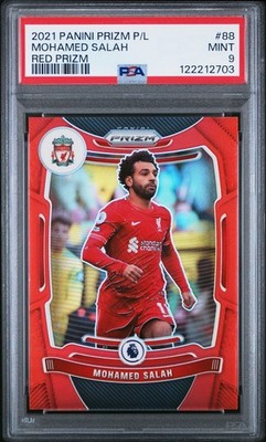 2021 Panini Prizm Premier League Mohamed Salah #88 Red Prizm /199 PSA 9