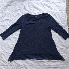 Navy Top Floral Applique & Built-in Tank Top, Simply Vera Wang Petite XS
