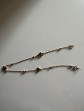 Vintage Italian 9K Solid Yellow Gold Puffy Heart Station Chain Bracelet375 Italy