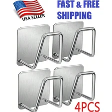 4-Pack Stainless Steel Sink Sponge Holder – Adhesive Kitchen Caddy Organizer Set