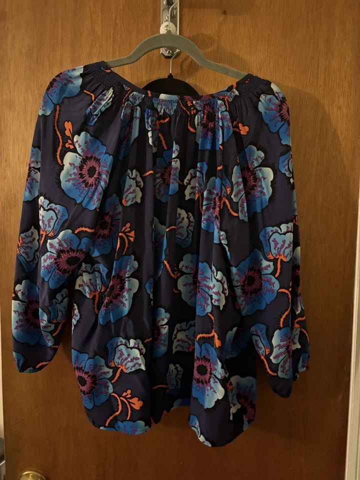 Blue Floral Tucker Blouse Size S - Image 4 of 4