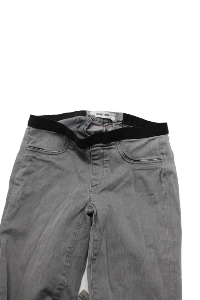 Pantalones de mezclilla Helmut Lang para mujer de algodón con pierna ajustada cintura elástica sin cordones gris talla 24 Foto 2 de 4