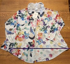NEW ET’LOIS Made In USA Sweater Jacket Womens Abstract Flowers L