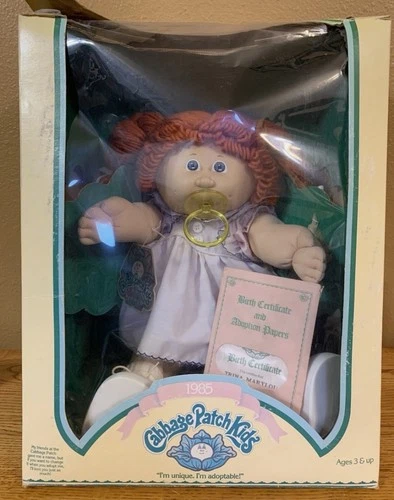 Vintage Cabbage Patch Kids Doll With Pacifier In Box Red Hair Trina Marylou