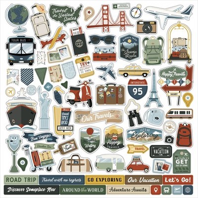 Echo Park Elements Cardstock Stickers 12X12-It's Time To Travel