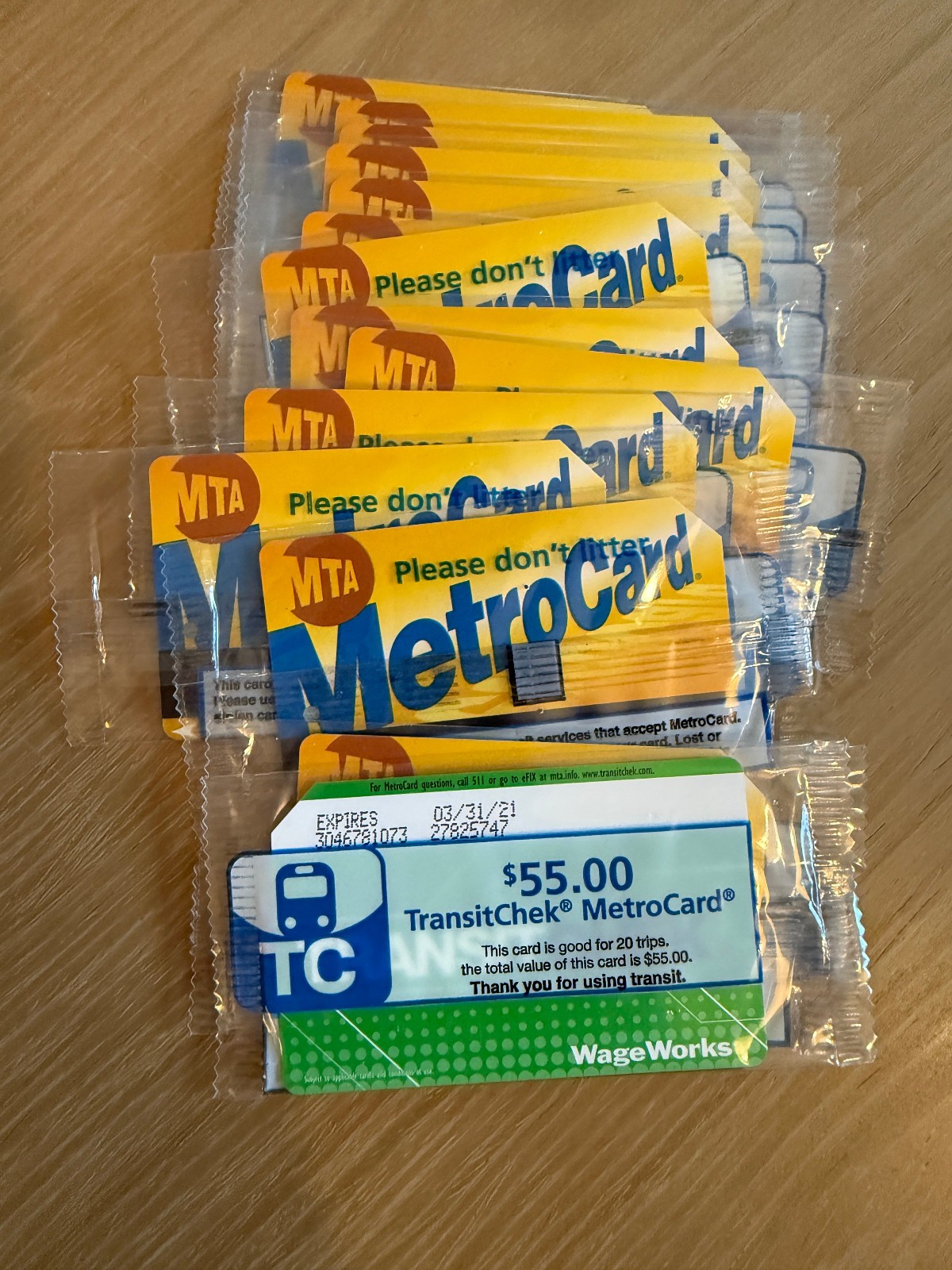 NYC MTA Subway TransitChek Metrocard, New In Plastic - Expired