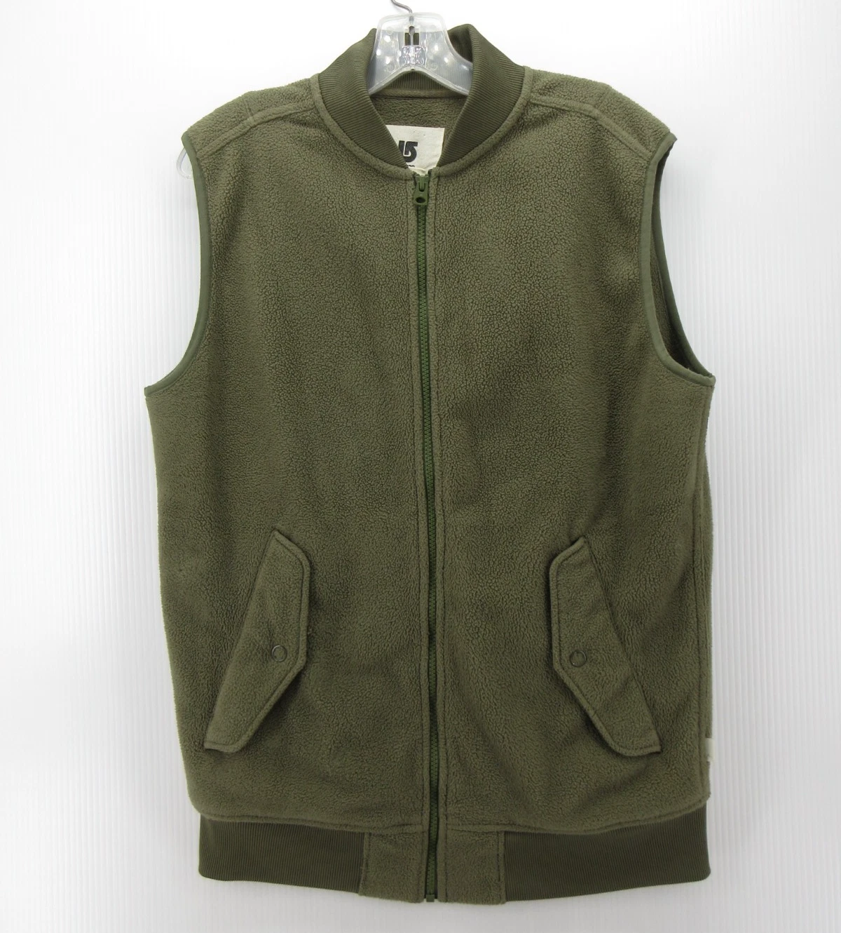 Burton Vest Men Medium Green Dryride Fleece Jacket Full Zip Hiking Gorpcore *