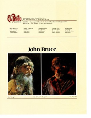 1989 JOHN BRUCE '' GOIN' STRONG'' ''FIRELIGHT'' ART EXHIBIT GALLERY ADVERTISING