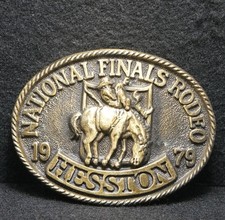 WG15141 COOL VINTAGE 1979 NFR NATIONAL FINALS RODEO HESSTON COWBOY BELT BUCKLE