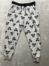 Disney Mickey Mouse Allover Print Pull-On Jogger Pants Size L Women Gray