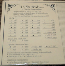 Lavender  Lace Counted Cross Stitch Pattern " I Thee Wed " L  L29