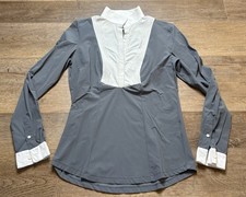 Cavalleria Toscana Szara Biała Smoxedo Śliniak Długi rękaw American Show Koszula L Large