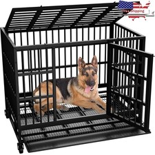 Heavy Duty Dog Crate Metal Construction Secure Easy Assembly Spacious Comfort US