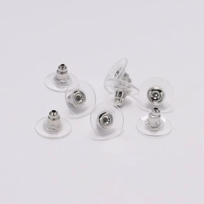 100Pcs/Lot Rubber Earring Backs Stopper Stainless Steel Earnuts Stud Earring Bac