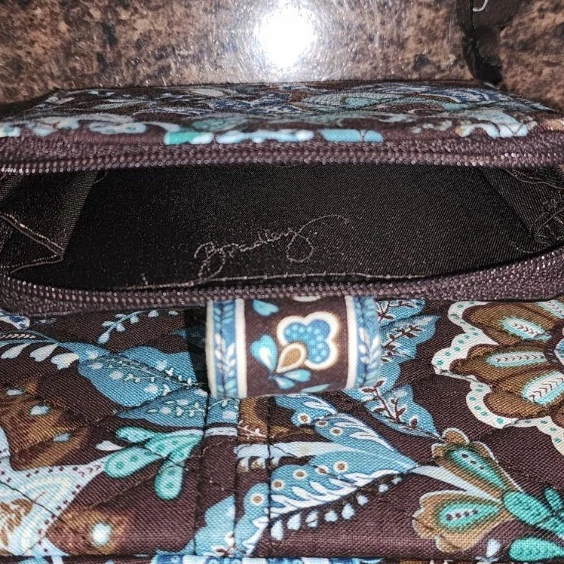 Vera Bradley Shoulder Purse Java Blue Brown Retired Adj Strap & Wallet - Image 2 of 4