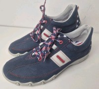 Hotter Leanne Size 7 Std Navy Suede Leather Lace Up Trainers Limited Edition NEW