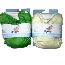 Lil Joey Newborn Preemie AIO Cloth Diaper 2-Pack Green  Light Green