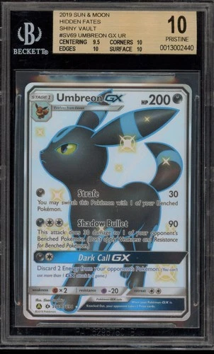 Pokemon Umbreon GX Hidden Fates Full Art #SV69 BGS 10 Pristine