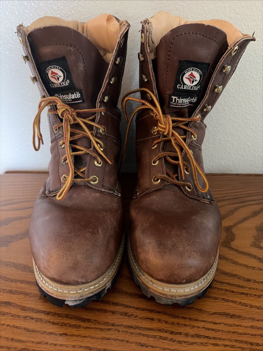 Vintage Carolina Sub Zero Leather Logger Steel-Toed Boots 