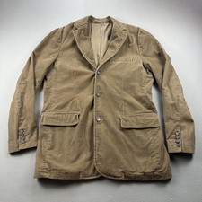 Vintage J.Crew Blazer Jacket Coat Mens Medium Tan Corduroy Sport Button y2k 2005