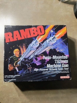 Vintage Rambo 1986 Coleco Twin Mounted  Machine Gun Figure Set. Vintage 1986 Wow
