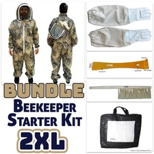 Jawadis Seclusion 3D Bee Keeper Suit Bundle – 2XL Gloves, Hive Tool & Brush