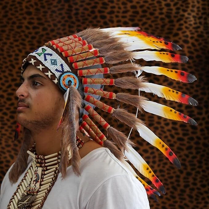 Native American Indian Headdress Large Feather Headdress for Native - Image 4 of 4