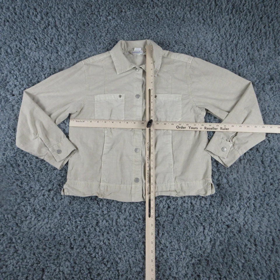 Chaqueta Fresh Produce Mujer Pequeña Beige Denim Manga Larga Botón Foto 3 de 4