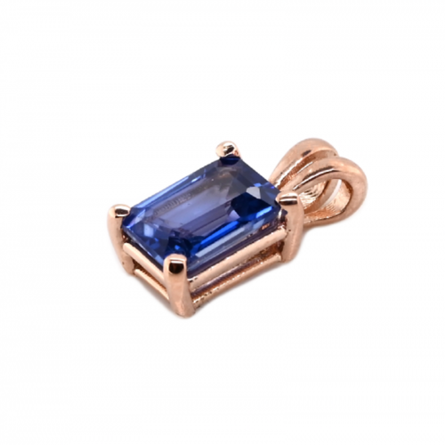 Nigerian Blue Sapphire Emerald Cut 1.15 Carat Pendant In 14k Rose Gold (53686) - Picture 2 of 4