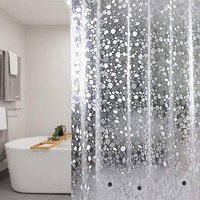 Shower Curtain Waterproof Mould Proof Bathroom Curtains with 12 Hooks 180x200cm