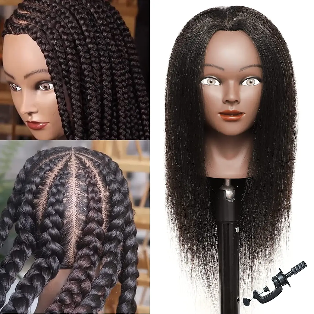 Mannequin Head with Human Hair for Braiding 100% Real Hair Mannequin Head  New