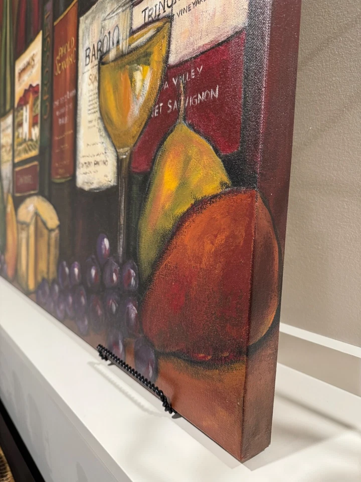 Arte original grande pintura al óleo botella de vino 36”H X 42”W sobre lienzo estirado Foto 4 de 4