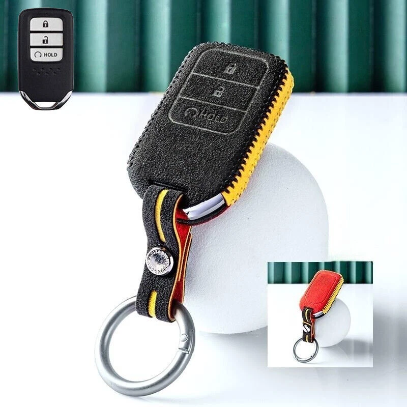 Funda de cuero gamuza para llave de coche para Honda Civic Accord CR-V Fit Jazz XR-V Vezel Foto 3 de 4