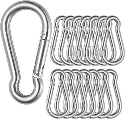 10/100 Pcs Carabiner Clips 2.36'' Zinc D ring Hook Lock M6 60mm Galvanized Steel