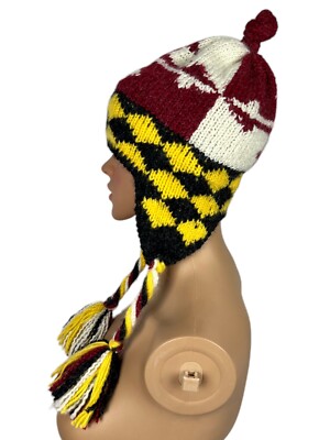 Peruvian Trading Co Maryland Flag Design Hat Made In Peru Acrylic Chullo OS NWT